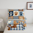 thumbnail image 5 of Homewish Dog Paw Checked Full Size Comforter Sets,Vintage Pet Theme Bedding Comforter Set,Blue,Light Gray Reversible,3 Pieces,1 Comforter and 2 Pillowcases, 5 of 7