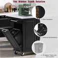 thumbnail image 6 of Harper & Bright Designs Kitchen Island with Storage Tilt Trash Can Cabinet and Pull Out Cabinet Organizer, Rolling Kitchen Island on 5 Wheels with Drop Leaf, Drawers and Door, Black, 6 of 18