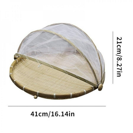

Hazel Tech Hand-Woven Food Serving Tent Basket Fruit Vegetable Bread Cover Storage Container Outdoor Picnic Food Cover Mesh Tent Basket With Gauze(Dust-Proof) Keep Out Flies Bugs Mosquitoes