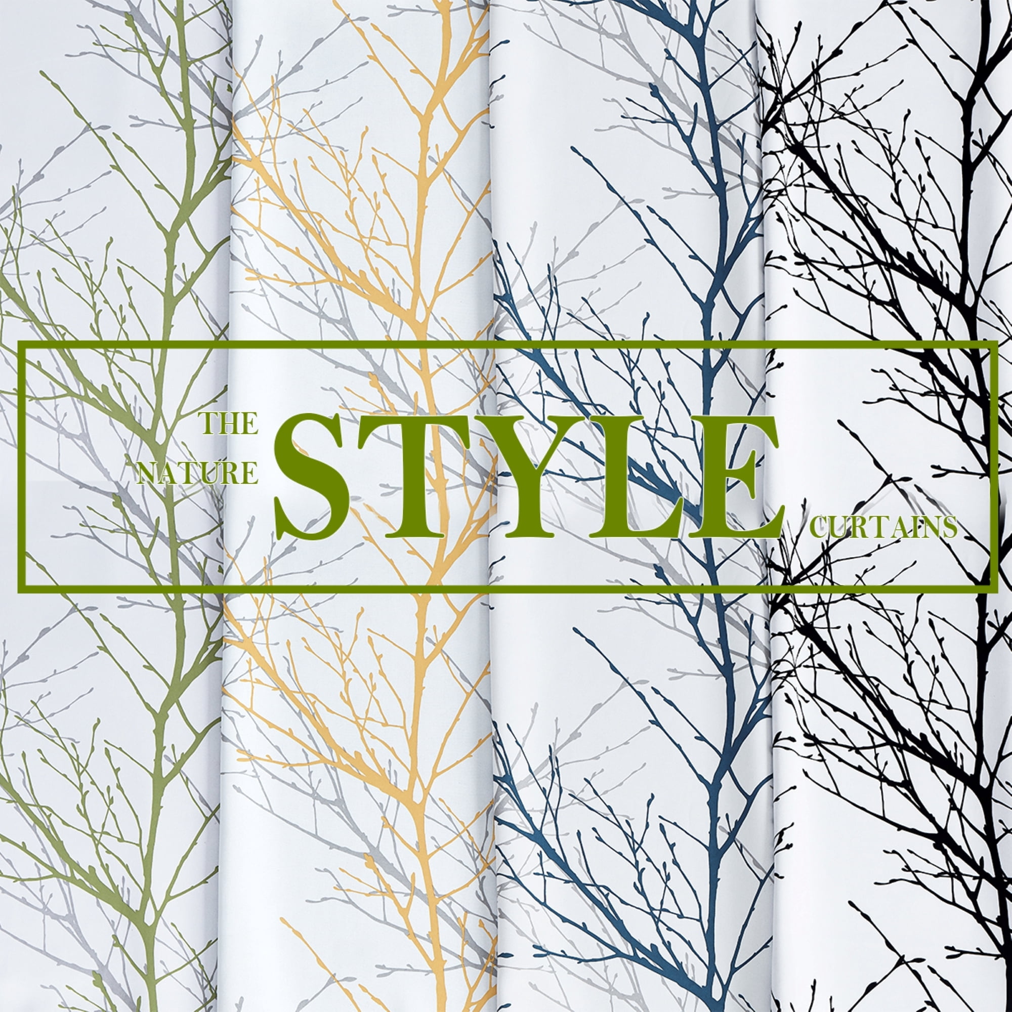 Decoultimatex Shabby Chic Black Modern Tree Branch Curtains Grommet Blackout Curtains, 52 x 84 in