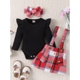 thumbnail image 5 of Newborn Baby Girl Fall Clothes 6M 12M 18M 24M 3Y Ruffle Long Sleeve Ribbed Romper Pocket Suspender Skirts Infant Overalls Dress, 5 of 9