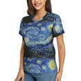 thumbnail image 2 of Vsdgher The Starry Night Women Shirts V Neck Short Sleeve Tops T-Shirt Basic Tees, S to 3XLSmall, 2 of 5