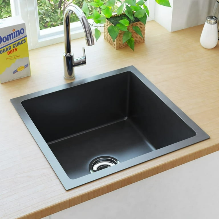 Stainless Steel Black Kitchen Sink 10.24*19.69 Rack Storage