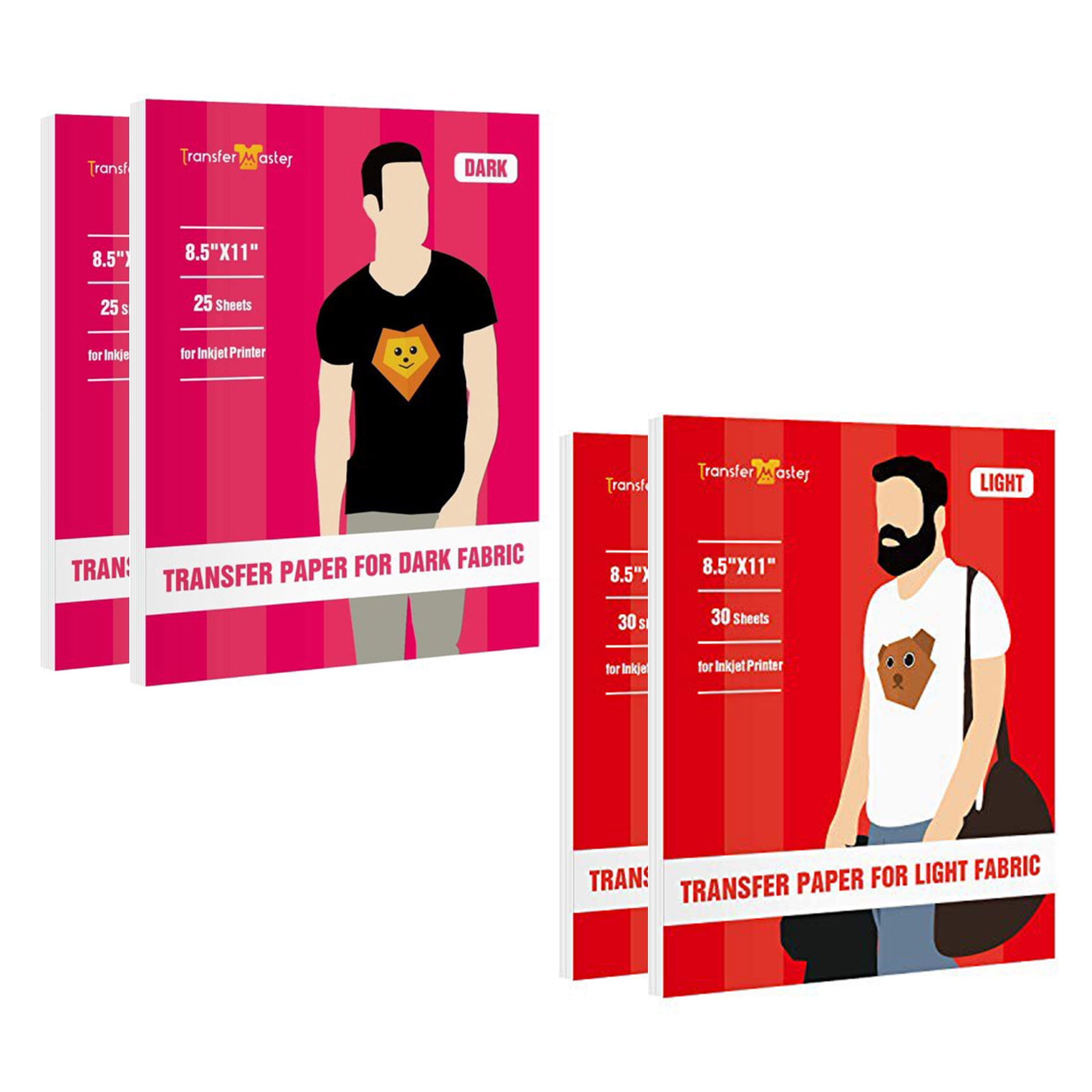 110 Sheets Tshirts Transfer Paper for Dark + Light fabrics, Printable