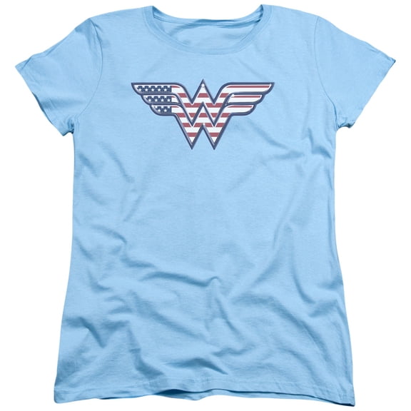 Trevco DCO579-WT-2 DC - Red, White & Blue Womens Short Sleeve T-Shirt - Light Blue, Medium