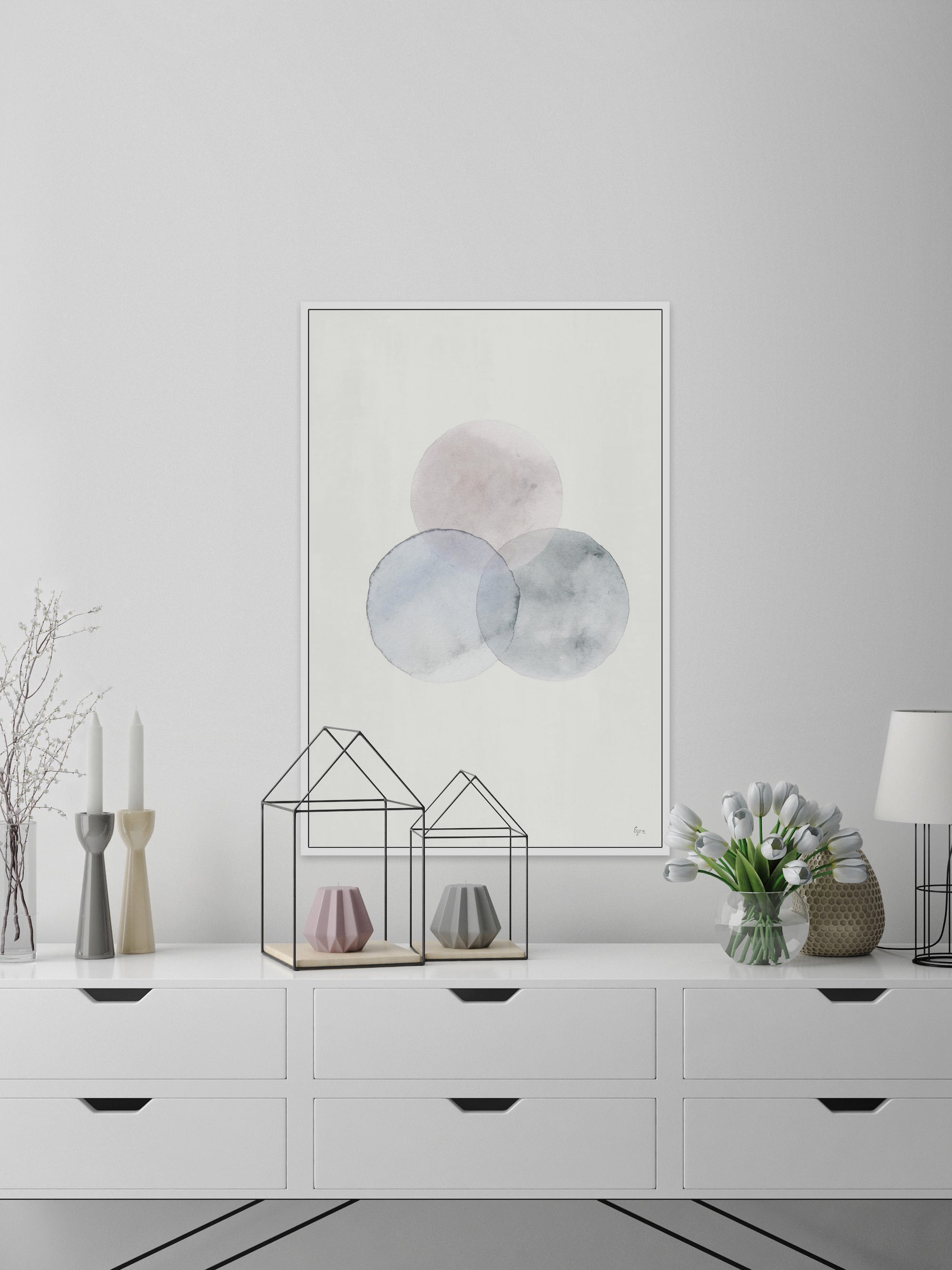 Triple Blotch Floater Framed Painting Print on Canvas