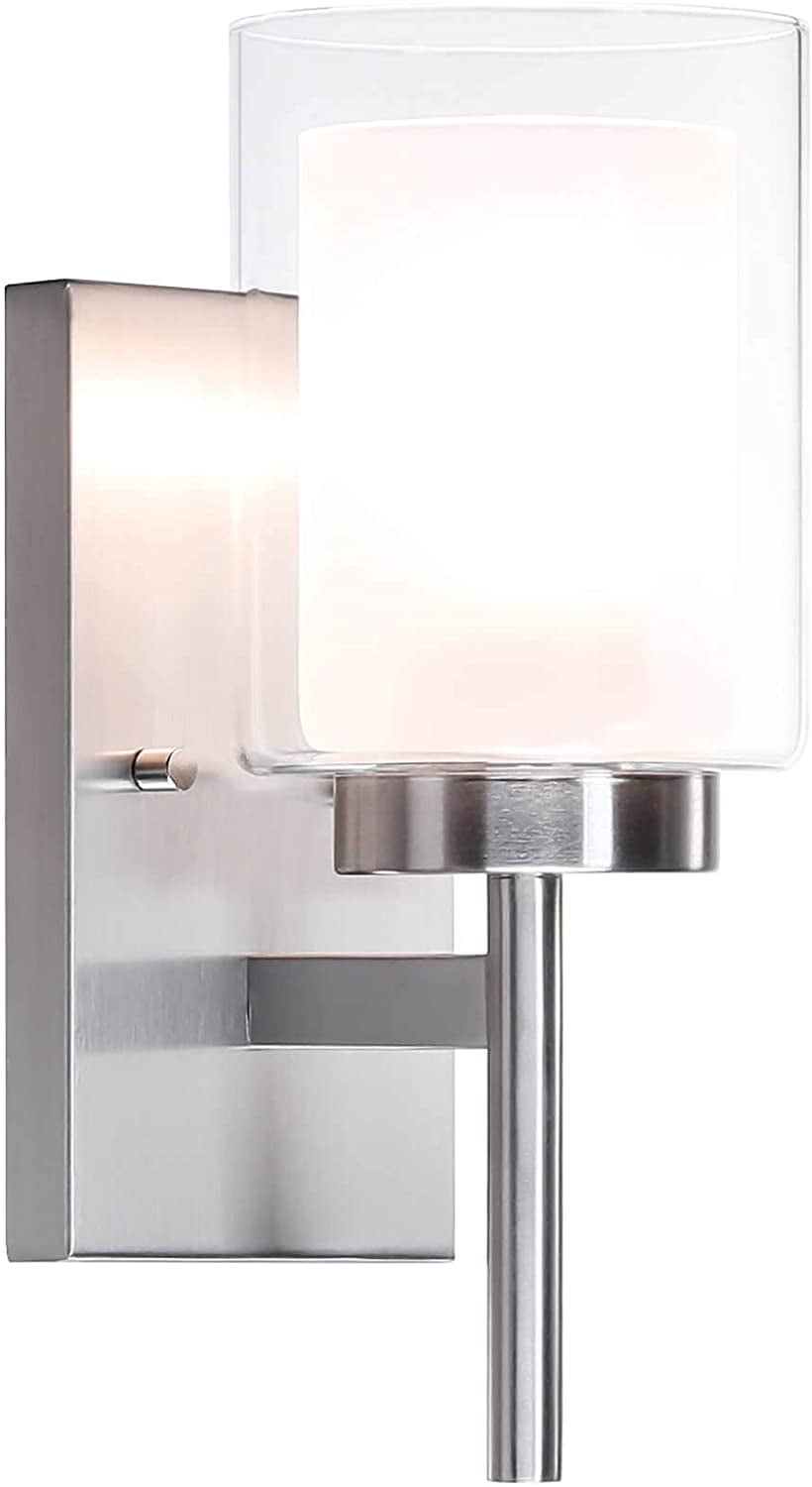 1 Light Polished Nickel Sconce Water Glass Light Bathroom Modern Sconce task 