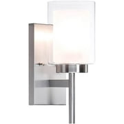 XiNBEi Lighting Bath Sconce Vanity Light, Modern Indoor 1 Light Wall Light Fixture with Dual Glass Shade Brushed Nickel Finish XB-W1276-1-BN