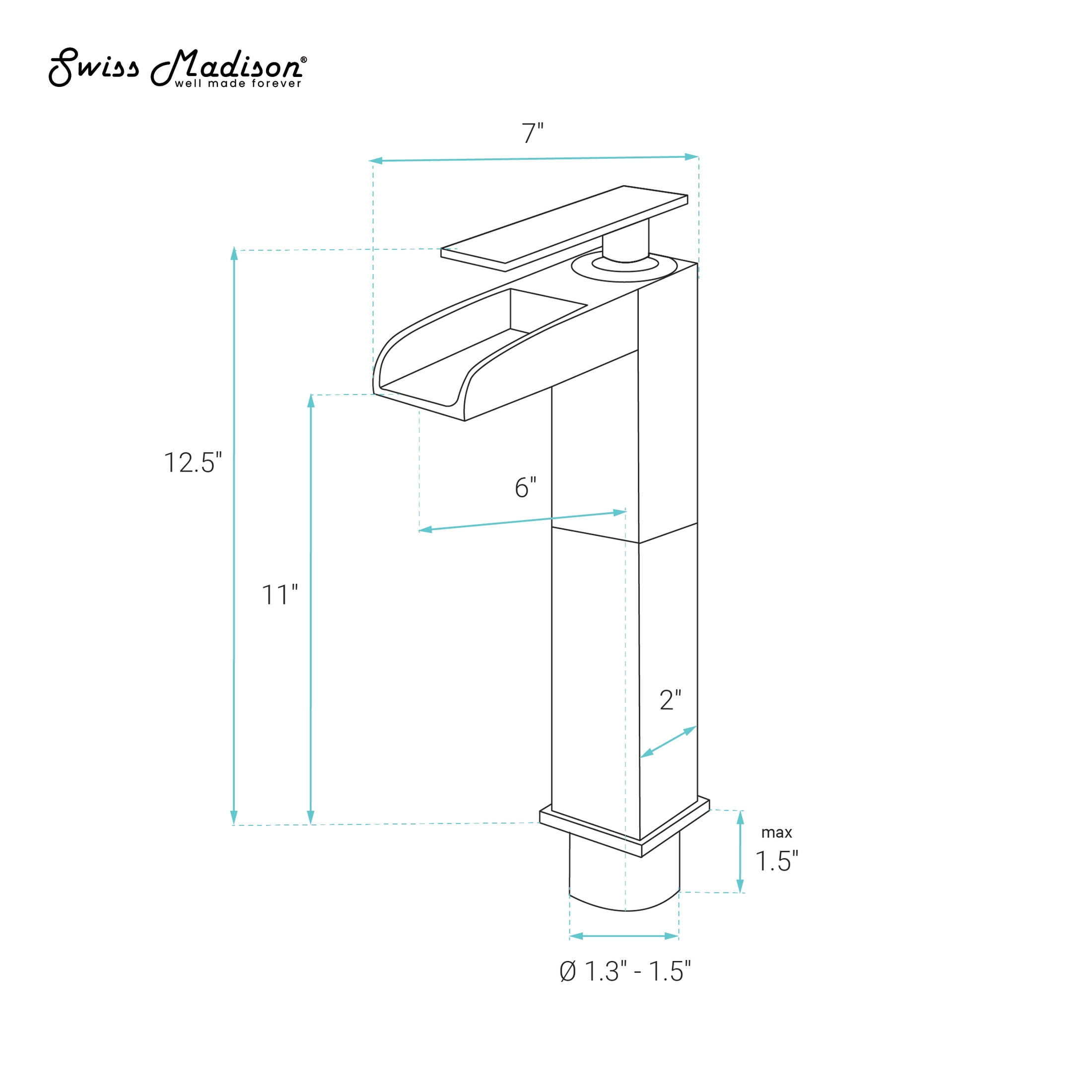 Concorde Single Hole, Single-Handle, High Arc Waterfall, Bathroom Faucet in Chrome