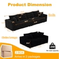 thumbnail image 5 of 102.4" Sectional Couch Modular Cloud Sofa Plush Corduroy Convertible Lounge Couches Oversized 4 Seat Comfy Sofa Deep Seat with 6 Pillows Solid Wood Frame for Living Room Reception Room Office, Black, 5 of 13