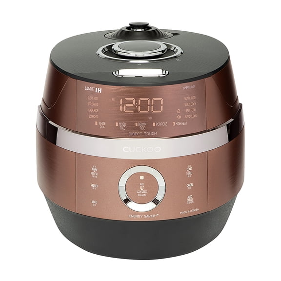 CUCKOO High Pressure Rice Cooker 6-Cup Uncooked / 12-Cup Cooked with Induction Heating Technology, Versatile Rice Maker with 16 Menu Options and Steam Plate, Voice Guide, Copper (CRP-JHR0609F)