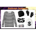 thumbnail image 3 of Alaiyaky Robber Costume Set Burglar Costume Thief Costume with Hat Black Mask Gloves Swag Bag Thief Costume for Men Women Halloween Party, 3 of 8