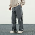 thumbnail image 2 of Mens Baggy Pants Y2K Contrast Piping Drawstring Sweatpants Fashion Unisex Oversized Cargo Pants for Men with Pockets Dark Gray S, 2 of 5