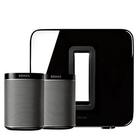 Sonos PLAY:1 (Black, Pair) Multi-Room Digital Music System Bundle & Sonos Wireless SUB