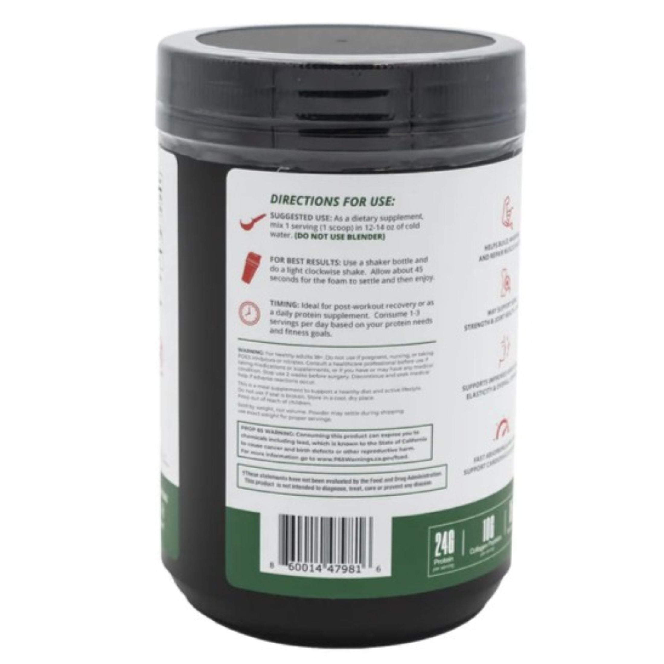 Clear Protein & Collagen Peptides Protein Powder Drink Mix - Naturally Sweetened & Flavored Protein + Marine Collagen - 15 Servings (Watermelon Lime)