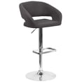 thumbnail image 1 of Contemporary Charcoal Fabric Adjustable Height Barstool with Rounded Mid-Back and Chrome Base, 1 of 9