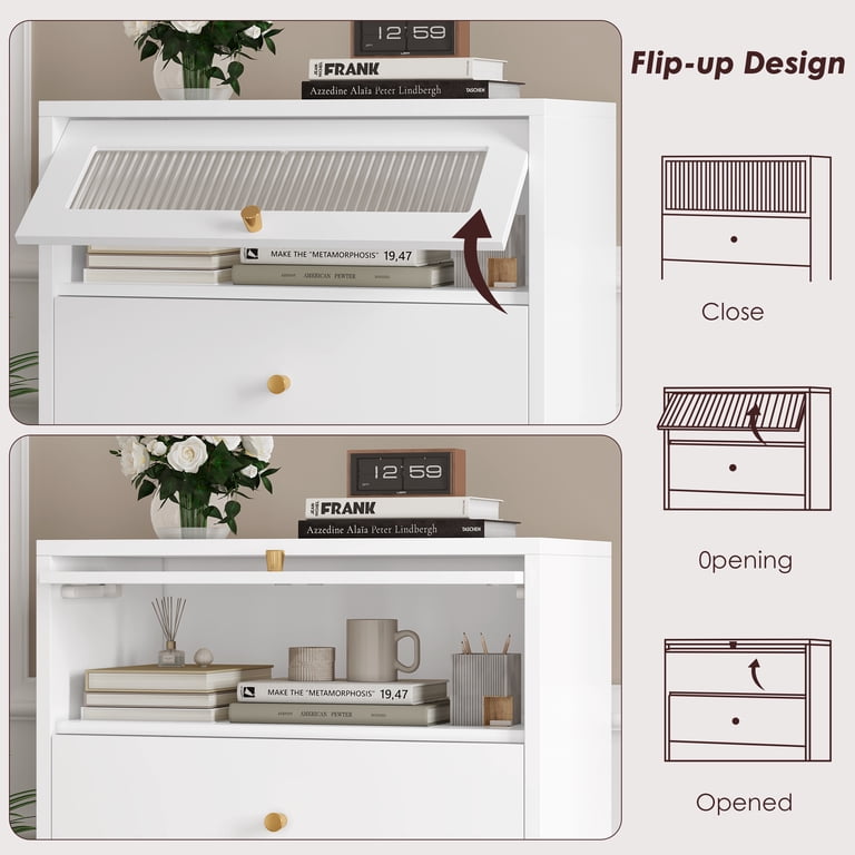 Homfa 6 Drawer White Gold Dresser, 51.4" Tall Chest of Drawers with Glass  Doors, Wood Storage Cabinet for Bedroom Living Room - Walmart.com