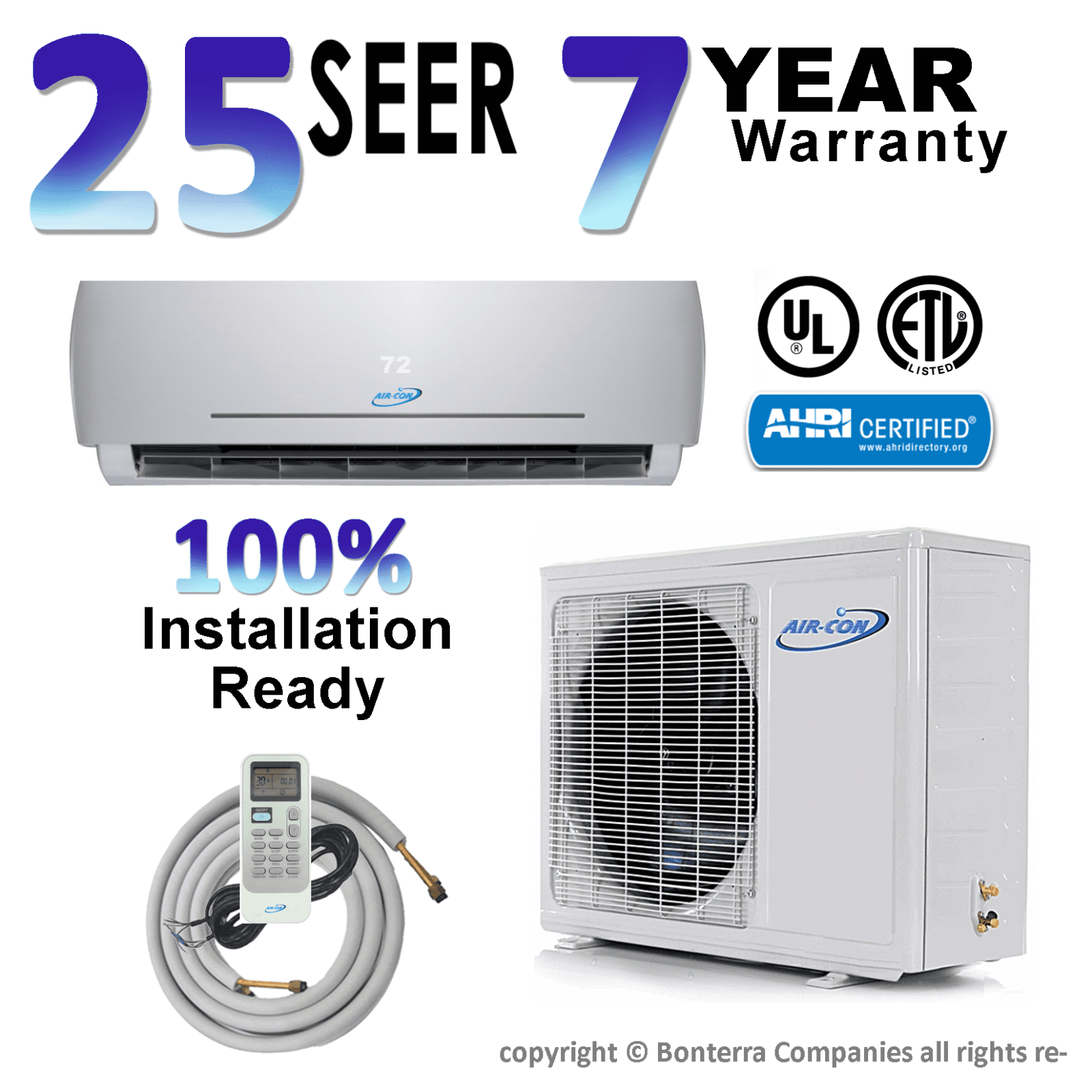 Air-Con 12000 BTU Mini Split Air Conditioner Heat Pump Ductless 23.5 Seer 220v