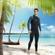 thumbnail image 1 of Trajes de neopreno para hombres Trajes de buceo completos de neopreno de 3 mm Surf Natación Manga larga Mantener caliente Cremallera trasera para depo - Gris L Soledad traje de neopreno de los hombres, 1 of 10
