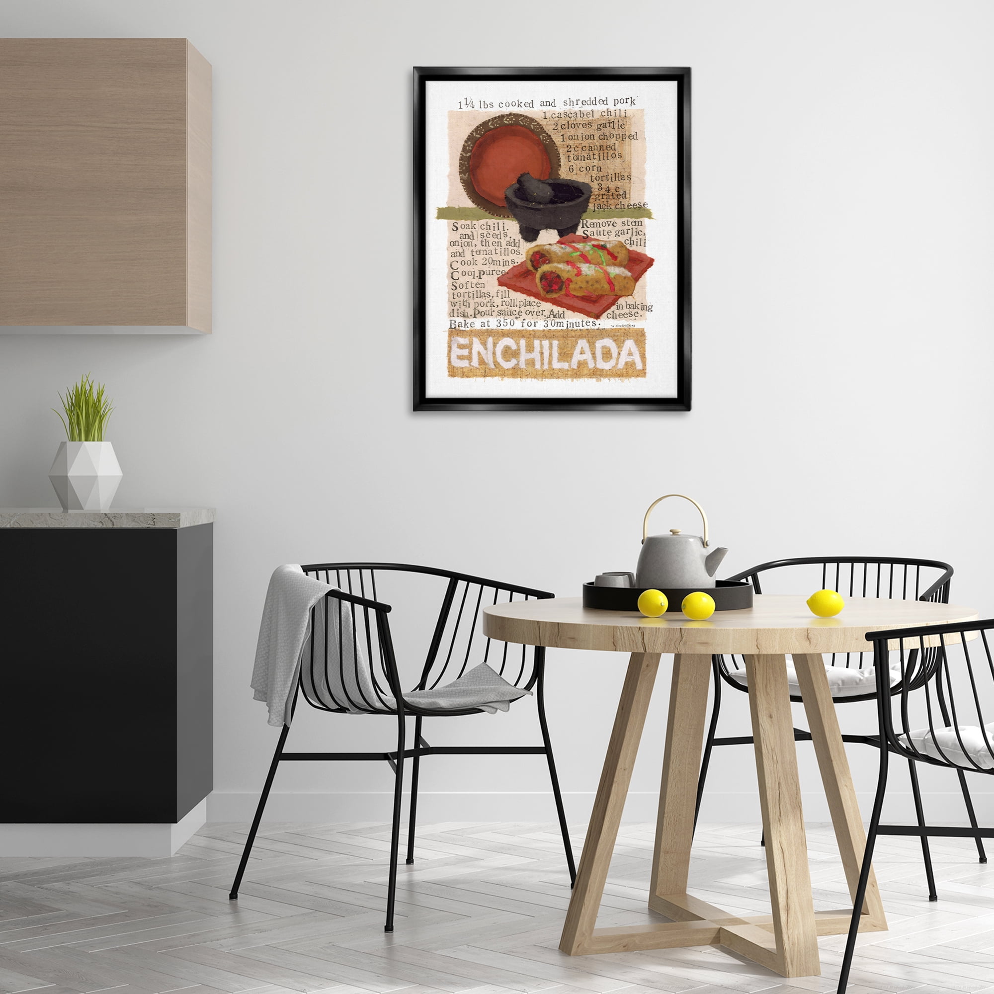 Stupell Industries Mexican Enchilada Recipe Food & Beverage Painting Black Floater Framed Art Print Wall Art, 25 x 31
