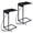 black, variant on Rustic Brown C-Shaped End Table with Charging Station, Industrial Side Table with USB Ports and Outlets for Couch and Bed
