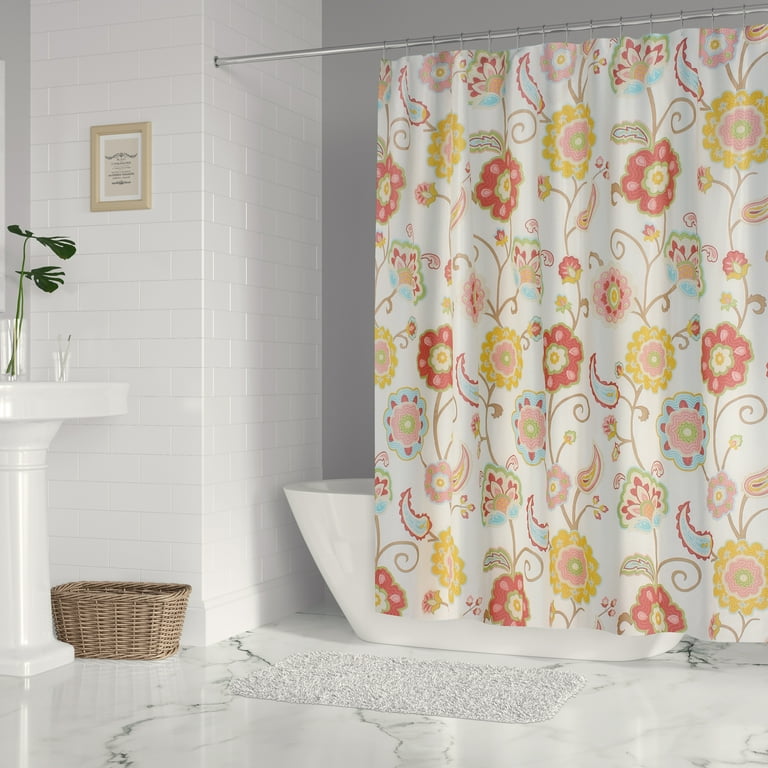 Ashbury Spring Floral Lined Shower Curtain With Grommets - Levtex