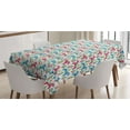 thumbnail image 1 of Horses Tablecloth, Classic Swedish Dalecarlian Coral Azure Blue Animals and Green Floral Arrangement, Rectangle Satin Table Cover for Dining Room and Kitchen, 60" X 90", Multicolor, by Ambesonne, 1 of 2