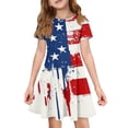 thumbnail image 3 of CCRFTGI Short Sleeve Dresses for Child Girls Size 8 Casual 250 Anniversary USA Flag Summer Swing Dress Cute American Flag Stars Striped Dresses Holiday Girls Fashion Royal Blue 3-4 Years, 3 of 7