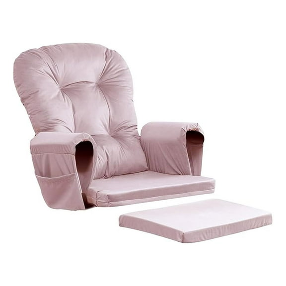 5PCS Glider Rocker Replacement Cushions Thick Soft Glider Cushions Replacement Set with Ottoman Cushion and Storage Pockets, Light Pink