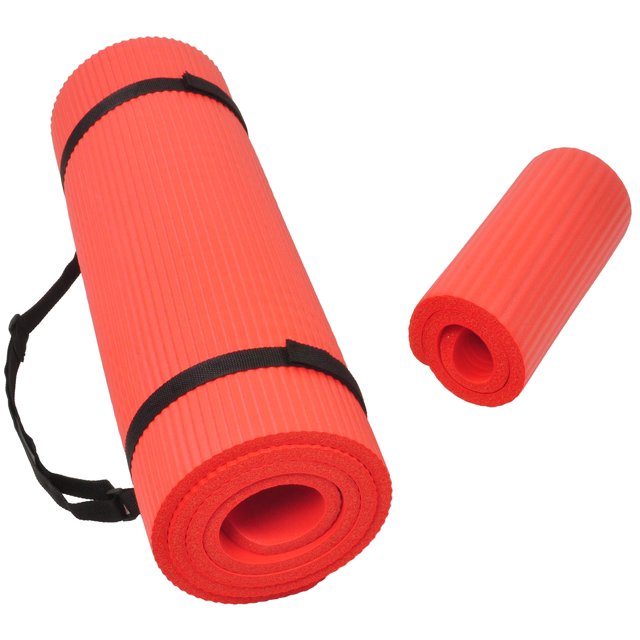/Extra Thick High Density AntiTear Exercise Yoga Mat and Knee Pad with Carrying Strap,