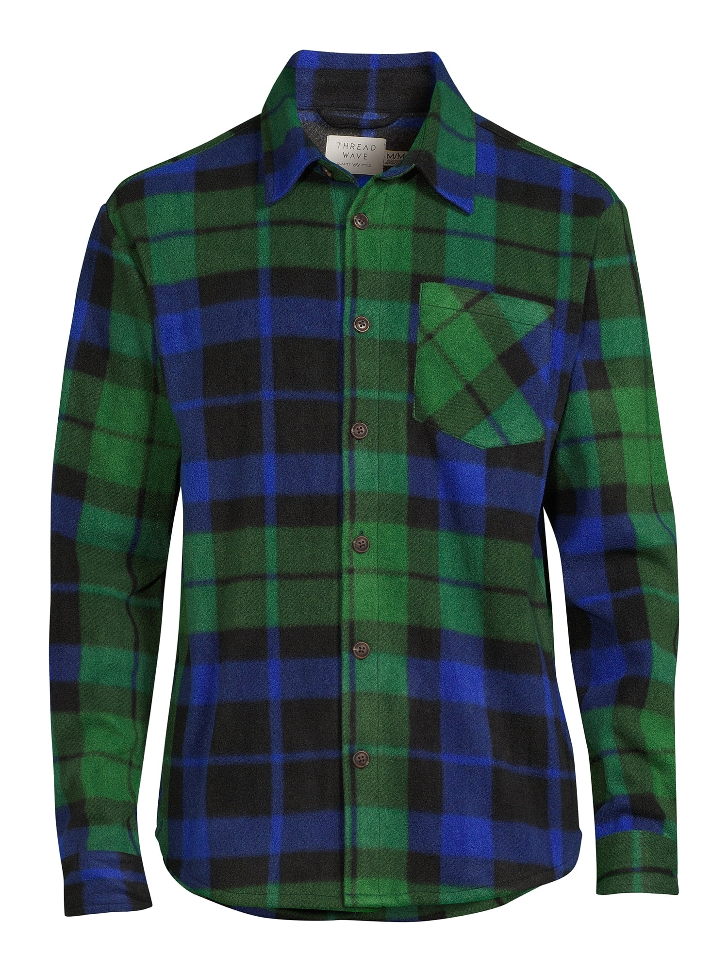 Thread Wave Men's Polar Fleece Overshirt with Long Sleeves Thread Wave Men's Polar Fleece Overshirt with Long Sleeves