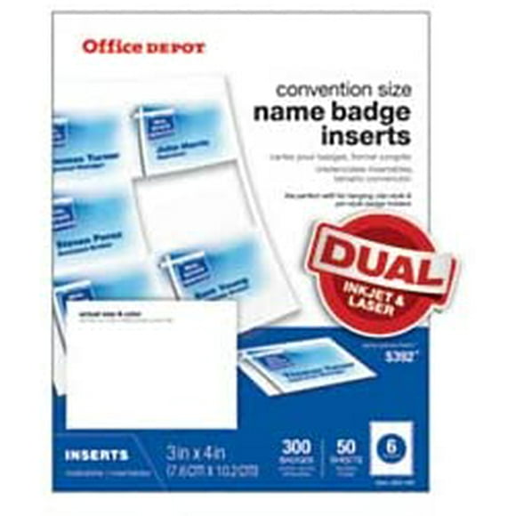 Brand Badge Inserts, 3x4 inch, White, Pack Of 300
