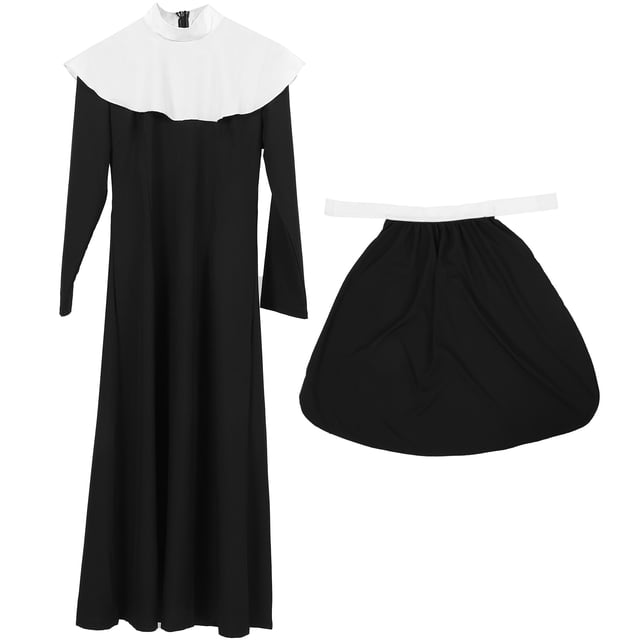 1 juego de disfraz de monja para fiesta de cosplay, accesorio de Halloween, ropa de monja para mujeres adultas