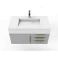 thumbnail image 5 of Castello USA Nile 36" Gray Wood Floating Vanity with White Top and Gold Trim, 5 of 8