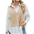 thumbnail image 2 of Women's Fashion Casual New Style Slim V-Neck Sleeveless Waistcoat Knit Sweater Top for Women Stylish Knit Vest Cardigan Sleeveless Sweater Top, 2 of 7