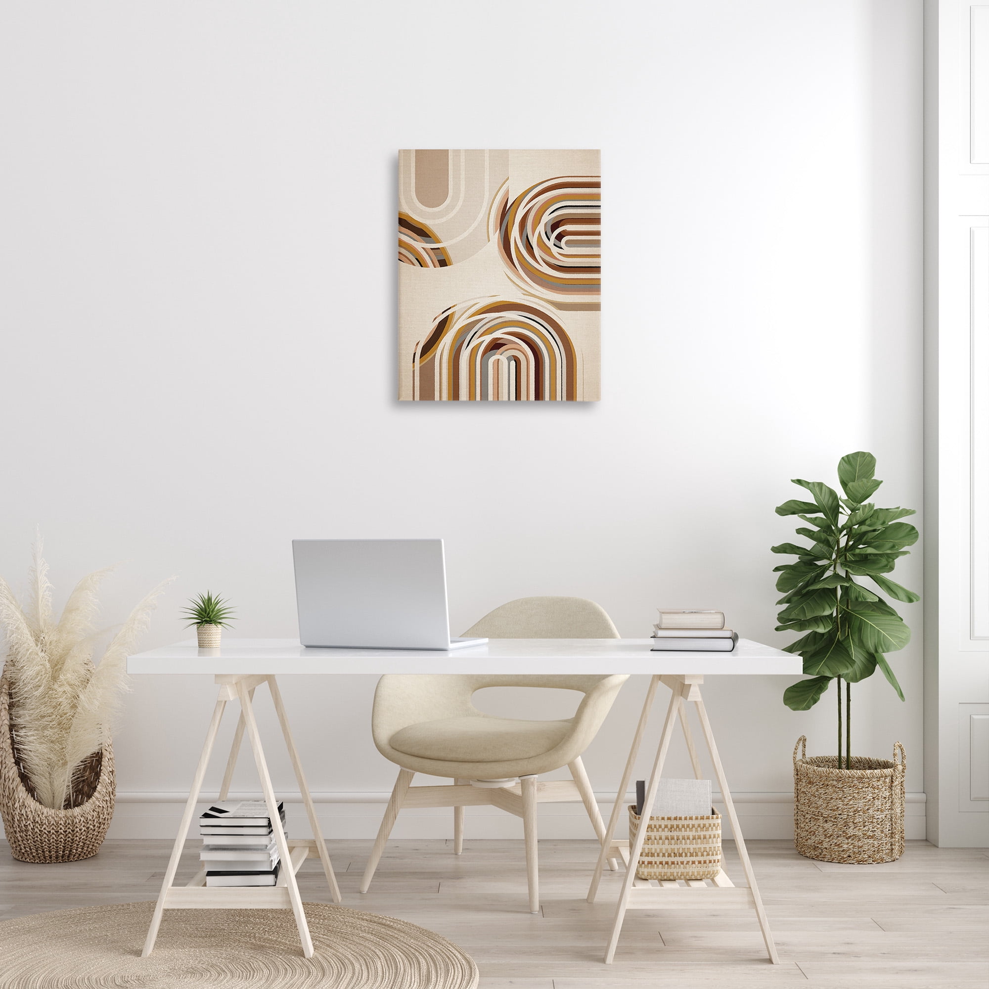 Stupell Industries Neutral Overlapping Arches Abstract Painting Gallery Wrapped Canvas Art Print Wall Art, 24 x 30