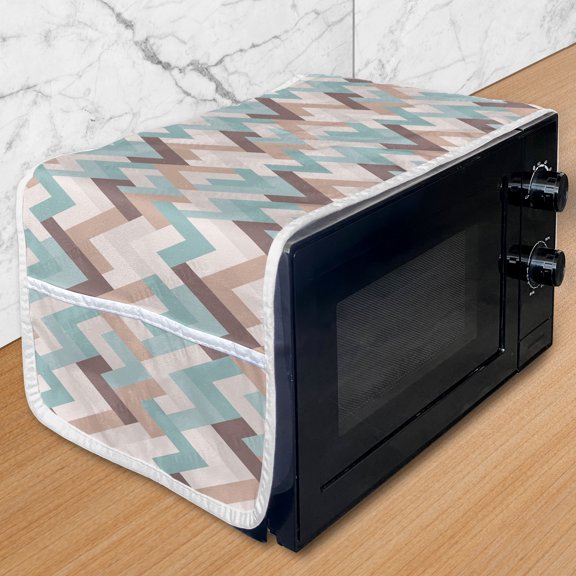 Abstract Microwave Oven Cover, Chevron Inspired Modernized Print, Water Resistant Organizer with Pockets for Kitchen, 36" x 12", Multicolor, by Ambesonne