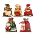 thumbnail image 1 of Christmas Decorations 5 Piece Set Set Drawstring Bag Santa Snowman Linen Bag, 1 of 4