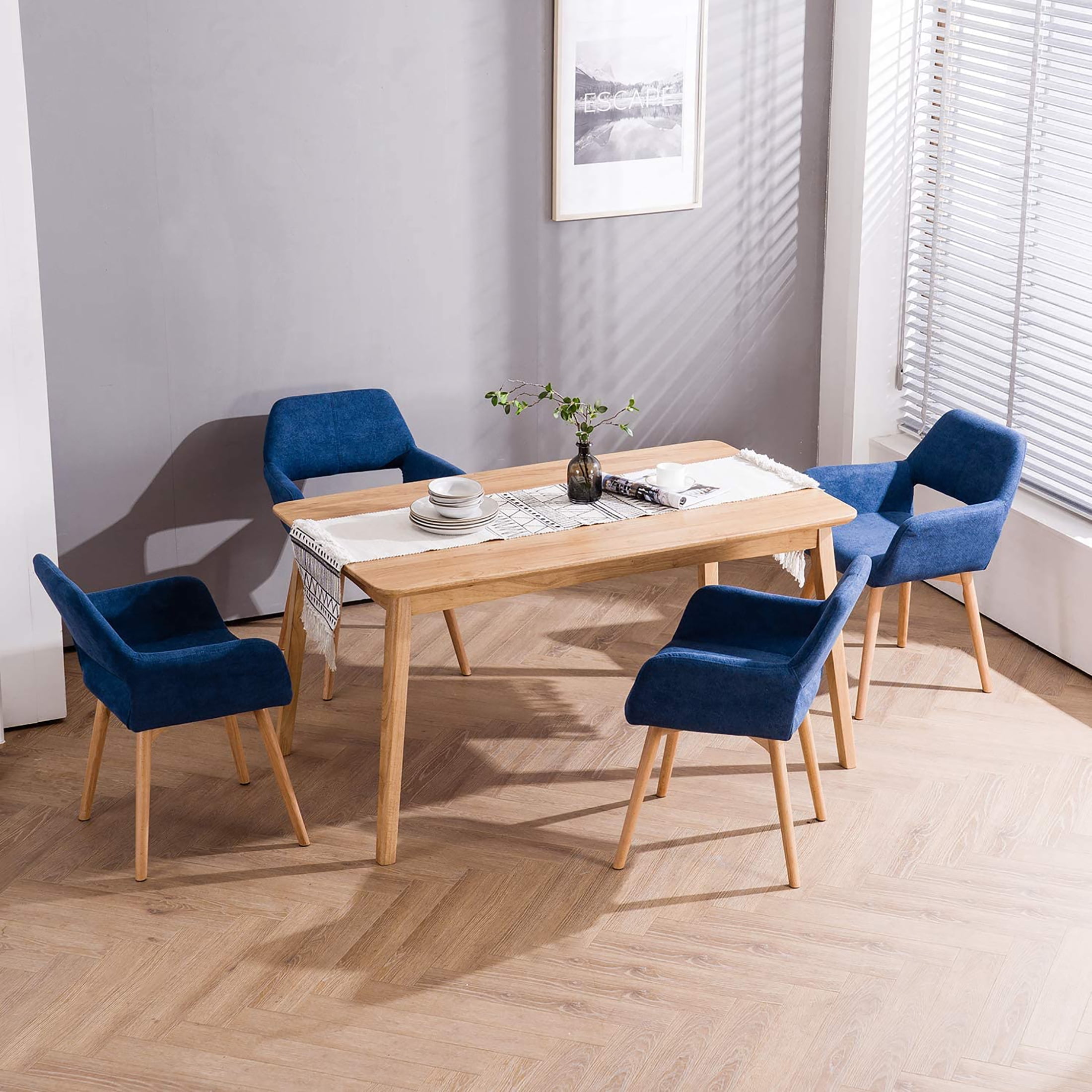 Homy Grigio Dining Chairs Set of 2,Blue Kitchen & Dining Room Chairs for Kitchen Chairs with Armrest(Blue)