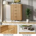thumbnail image 5 of Fluted 5 Drawers Dresser, Tall Modern Chest of Drawers with Marble Top, Curved Profile Design, Wood Drawer Organizer for Bedroom, Living Room, Hallway, Entryway, 5 of 7