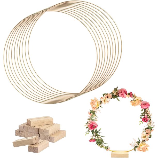 10 PCS 30cm Floral Aro Mesa Centro de Mesa con 10 PCS Lugar Titulares de la Tarjeta, Corona de Metal de Oro Aro Anillos para DIY Boda Fiesta Eventos Mesaa Decoración