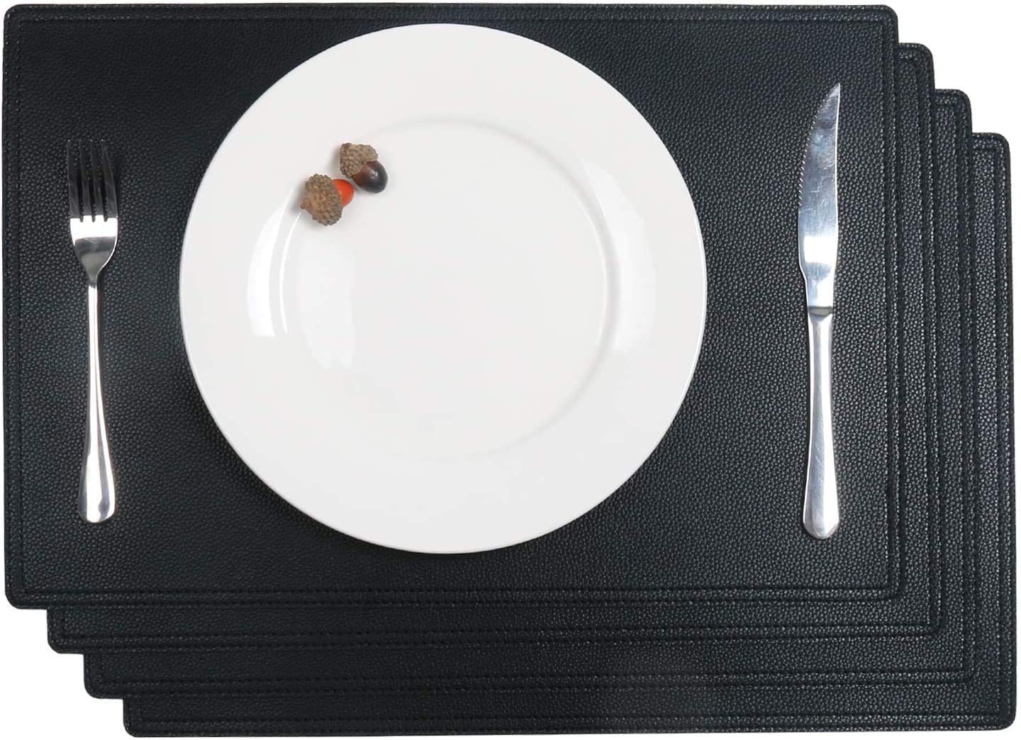 Leather Placemats PU Table Mats, Set of 2 4, Waterproof Stain Heat