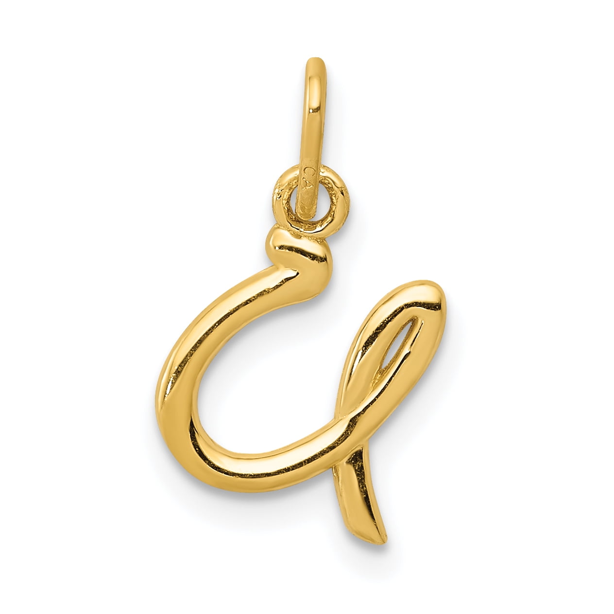 JEWELRY STORES NETWORK 14k Yellow Gold Lowercase Cursive Style Letter U Initial Charm