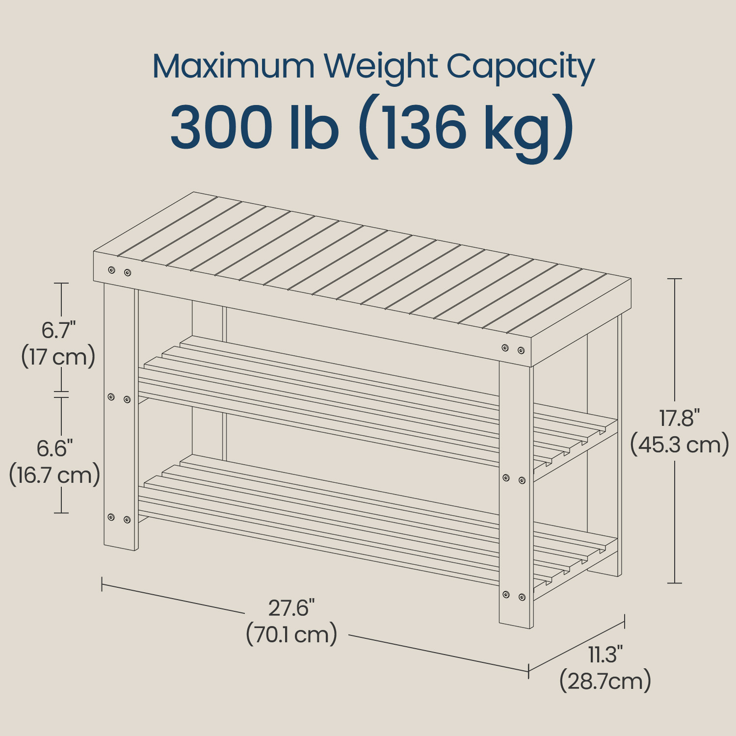 LEDREM 3-Tier Bamboo Shoe Rack Bench , Entryway Storage Organizer with 2 Shelves , Multi-Purpose Hallway Seat & Shelf , Holds 286lb , Easy Assembly , Ink Black