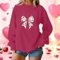 thumbnail image 1 of Xuyuer Valentine's Day Women's Bow Lover Heart Print Round Neck Loose Hoodie Long Sleeve Top, Cute Casual Pullover for Valentine's Day Gifts, Date Nights and Everyday Cozy Wear, 1 of 5