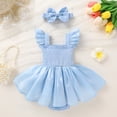 thumbnail image 2 of Happy Town Infant Baby Girl Summer Clothes Sleeveless Romper Dress 3-24M Toddler Girl Bodysuit with Headband, 2 of 9