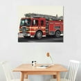thumbnail image 2 of GOSMITH Firetruck Canvas Wall Art Watercolor Transportation Vehicles Fire Engine Canvas Painting Prints for Home Boys Bedroom Nursery Wall Decor Framed Artwork Gifts, 2 of 4