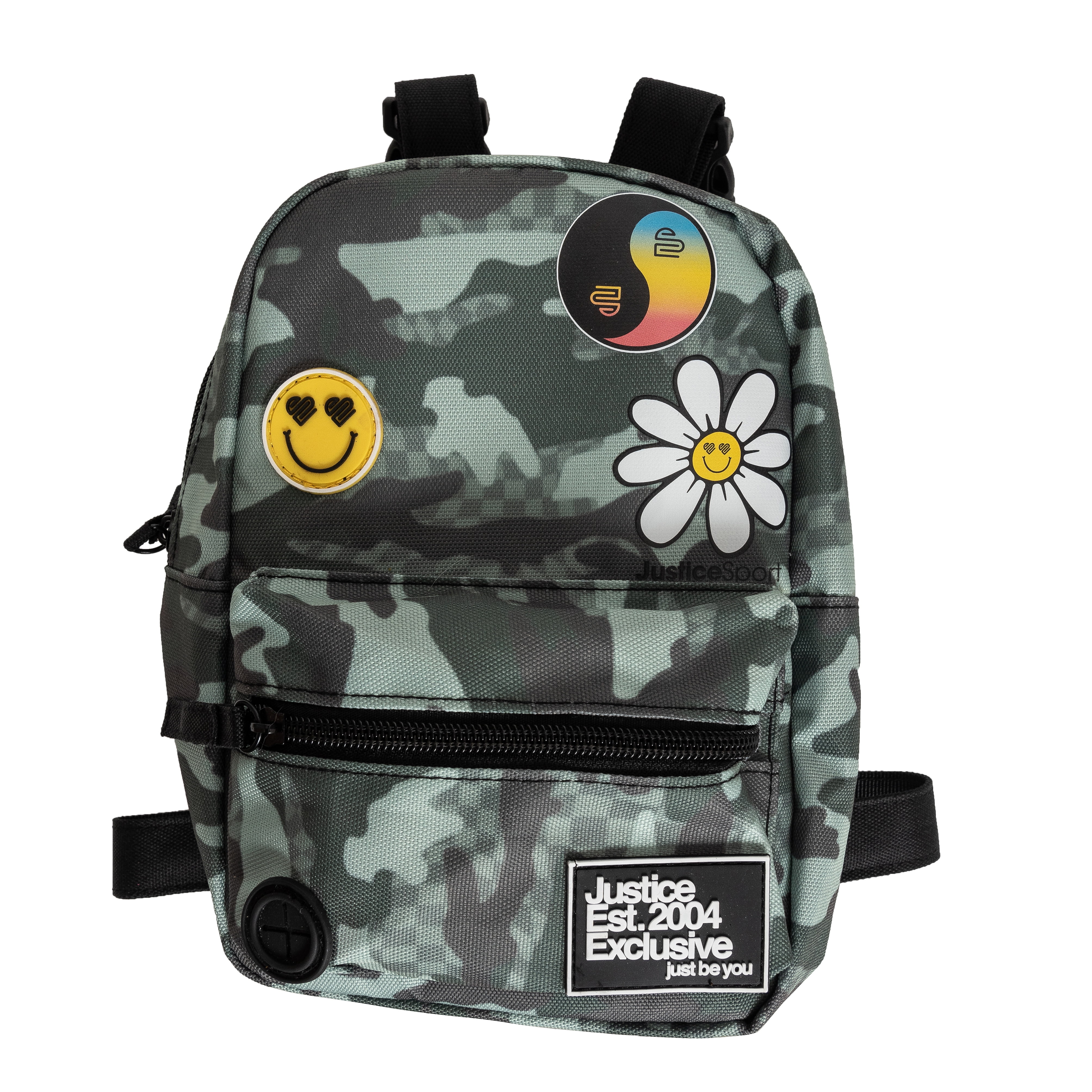 Justice Pet Nylon Camo Wastebag Dispensing Backpack Harness, Green Camo, Xsmall/Small