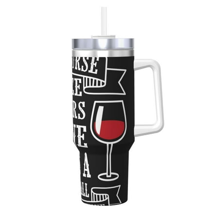 

KLL Wine Funny Print 40oz Stainless Steel Insulated Car Cup Coffee Mug with Spillproof Lid - Keep Your Drink Hot or Cold on the Go