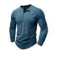 thumbnail image 3 of SUNSIOM Men's Spring Autumn Casual T-shirt Solid Color Long Sleeve Crewneck Button Up Tops, 3 of 5